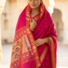 Gulabi — Pink Handloom Pure Silk Paithani with Traditional Peacock Pallu