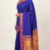 Kushmanda — Royal Blue Handloom Pure Silk Paithani with Peacock Gold Pallu