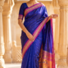 Kushmanda — Royal Blue Handloom Pure Silk Paithani with Peacock Gold Pallu
