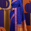 Kushmanda — Royal Blue Handloom Pure Silk Paithani with Peacock Gold Pallu
