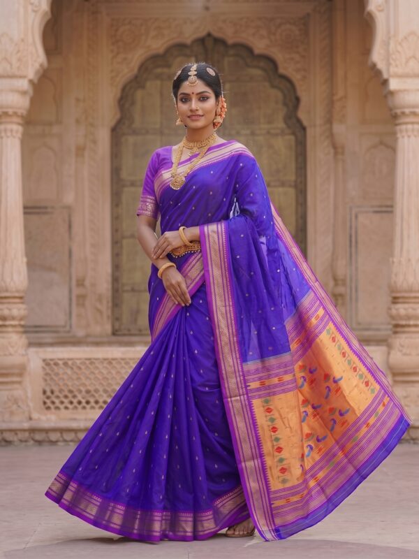 Royal Blue Paithani full-length view
