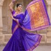 Royal Blue Paithani pallu detail
