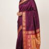 Manikya — Deep Plum Handloom Pure Silk Paithani with Traditional Bird-Motif Pallu