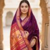 Manikya — Deep Plum Handloom Pure Silk Paithani with Traditional Bird-Motif Pallu