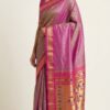 Mrinalini — Rose-Olive Handloom Pure Silk Paithani with Peacock Pallu