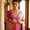 Mrinalini — Rose-Olive Handloom Pure Silk Paithani with Peacock Pallu