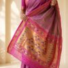 Mrinalini — Rose-Olive Handloom Pure Silk Paithani with Peacock Pallu