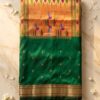 Nandini — Emerald Green Handloom Pure Silk Paithani with Traditional Bird-Motif Pallu