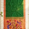 Green handloom pure silk Paithani — flatlay