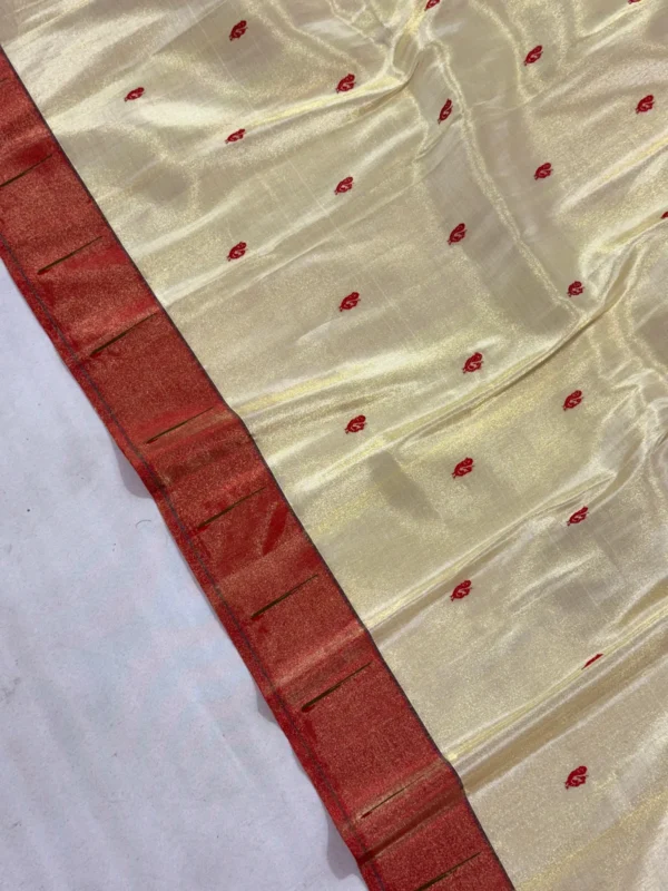 Mayura Bagh cream and rust Paithani — actual weave