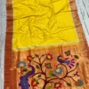 Yellow handloom pure silk Paithani — actual pallu